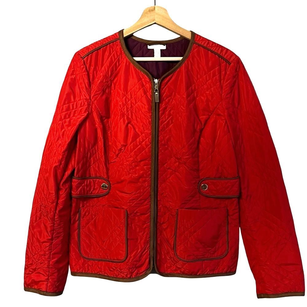 Charter Club Womens Quilted Barn Chore Jacket Sz L Equestrian Preppy Old Money